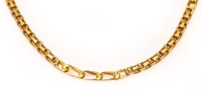 Lot 240 - A fancy link necklace, stamped '750', length 46cm