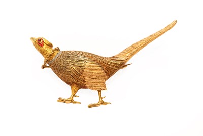 Lot 239 - A tri-coloured pheasant brooch, unmarked,...