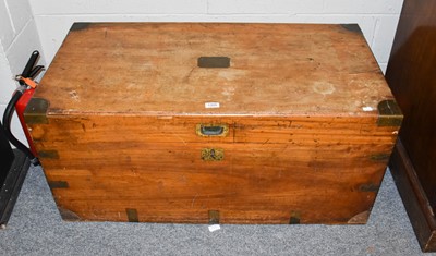 Lot 1308 - A brass bound camphor wood box