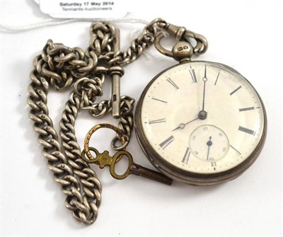 Lot 56 - A silver cased open faced pocket watch and chain