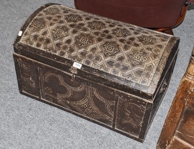 Lot 1284 - An antique Persian style dome-topped trunk,...