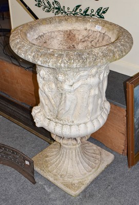 Lot 1417 - A large garden urn of flared campana form,...