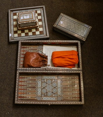 Lot 392 - Two modern Indian inlaid games boards,...