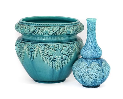 Lot 58 - A Burmantofts Faience Pottery Vase, turquoise...