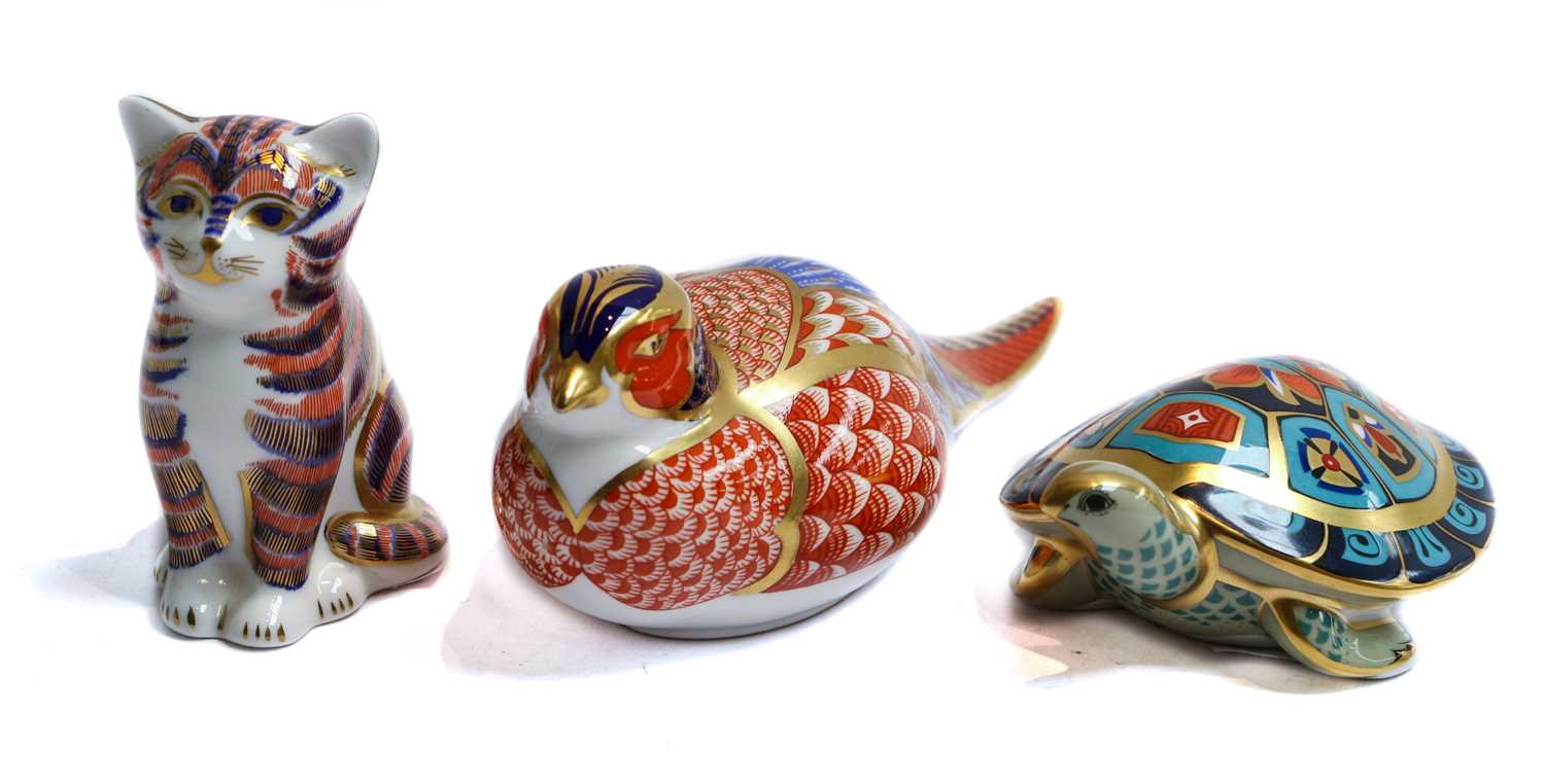 Lot 281 - Three Royal Crown Derby Imari paperweights...