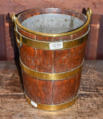 Lot 1279 - A 19th century oak and brass band bucket with...