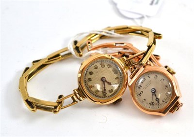 Lot 63 - Two lady's 9ct gold wristwatches