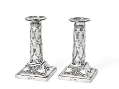 Lot 2120 - A Pair of Edward VII Silver Candlesticks