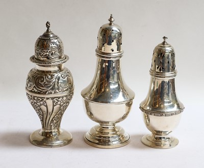Lot 72 - Three Various Silver Casters, one with...