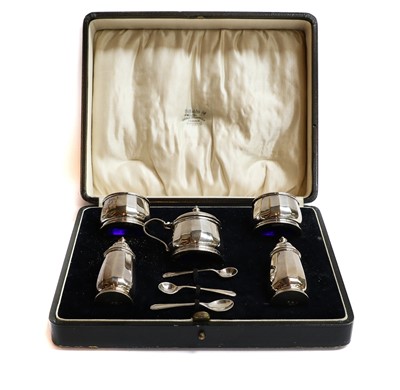 Lot 164 - A Cased George V Silver Condiment Set,...