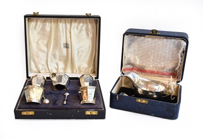 Lot 62 - A Cased George VI Silver Condiment Set, by...