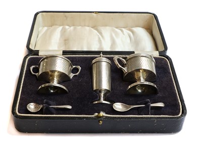Lot 99 - Two Cased Silver Condiment-Sets, one set...