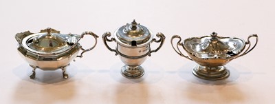 Lot 103 - Three Differing Silver Mustard-Pots, one with...