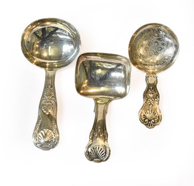 Lot 122 - Three George IV Silver Caddy-Spoons, one by...