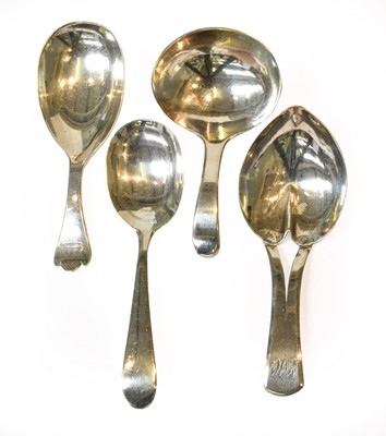 Lot 118 - Three George III Silver Caddy-Spoons, London,...