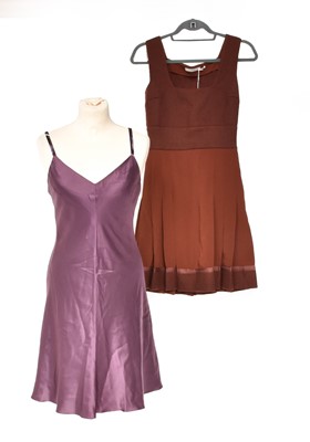 Lot 2325 - Prada Brown Wool and Silk Sleeveless Dress, of...