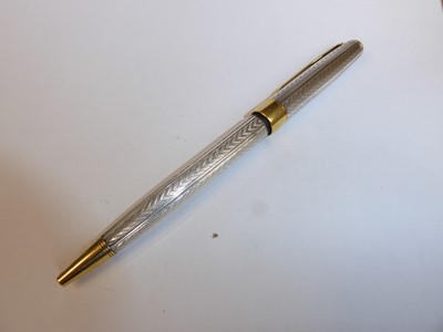 Lot 2075 - A Parcel-Gilt Silver Fountain-Pen and Ballpoint-Pen