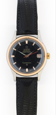 Lot 2375 - Omega: A Steel and Gold Automatic Calendar Centre Seconds Wristwatch