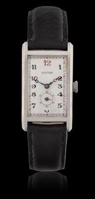 Lot 2398 - Vertex: A Stainless Steel Rectangular Wristwatch