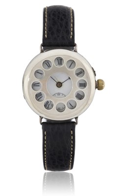 Lot 2380 - S & Co: A Rare and Early Silver Integrated “Telephone” Shrapnel Guard Wristwatch