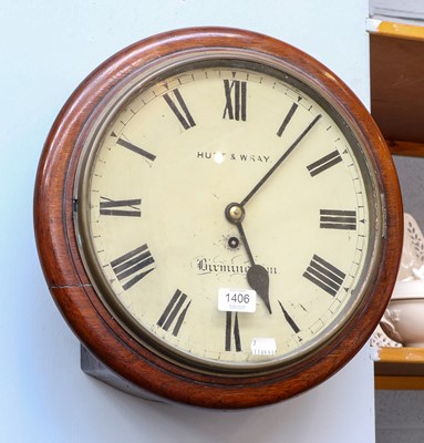 Lot 1406 - A 19th century mahogany cased fusee wall time...