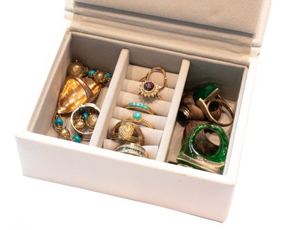 Lot 243 - A 9 carat gold gem-set ring (a.f.); a gem-set...