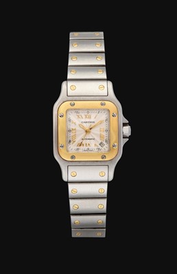 Lot 2198 - Cartier: A Lady's Steel and Gold Automatic Calendar Centre Seconds Wristwatch