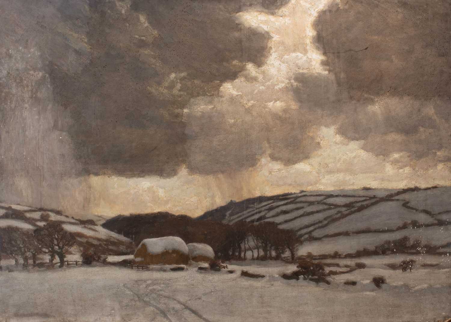 Lot 1080 - Ernest Procter ARA (1885-1935) "Passing Snow...