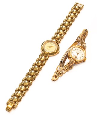 Lot 267 - A ladys Raymond Weil plated wristwatch and a 9...