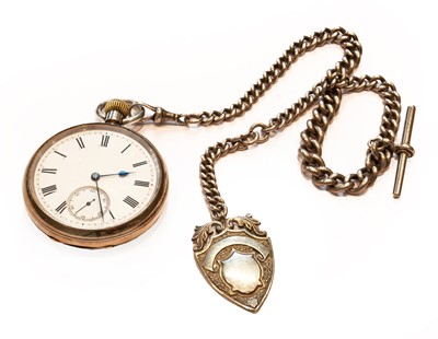 Lot 260 - A silver open faced pocket watch with silver...