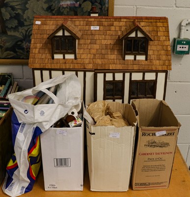 Lot 380 - A Dolls house with dolls house furniture, etc