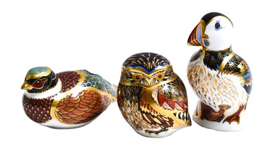 Lot 324A - Three Royal Crown Derby paperweights, Woodland...