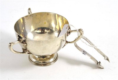 Lot 109 - An Arts & Crafts silver bowl with tongs