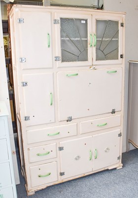 Lot 1255 - A circa 1930's kitchen cabinet, cream painted...