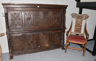 Lot 1295 - An 18th century carved oak dresser top with...