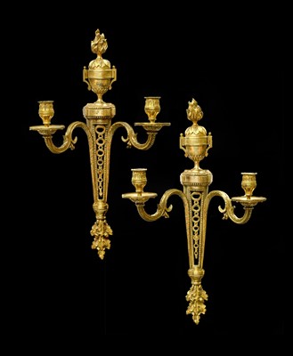 Lot 664 - A Pair of 19th Century Gilt Brass Two Branch...