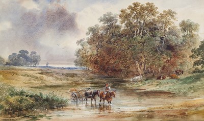 Lot 1025 - Alfred Vickers (1786-1868) Countrymen crossing...