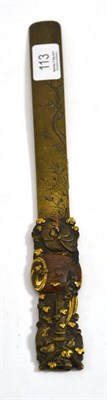 Lot 113 - Japanese paper knife/letter opener with fancy handle depicting a monkey