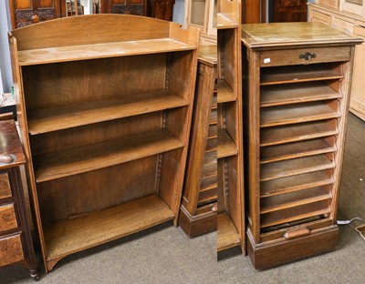 Lot 1330 - A 1920's oak tambour fronted filing cabinet,...