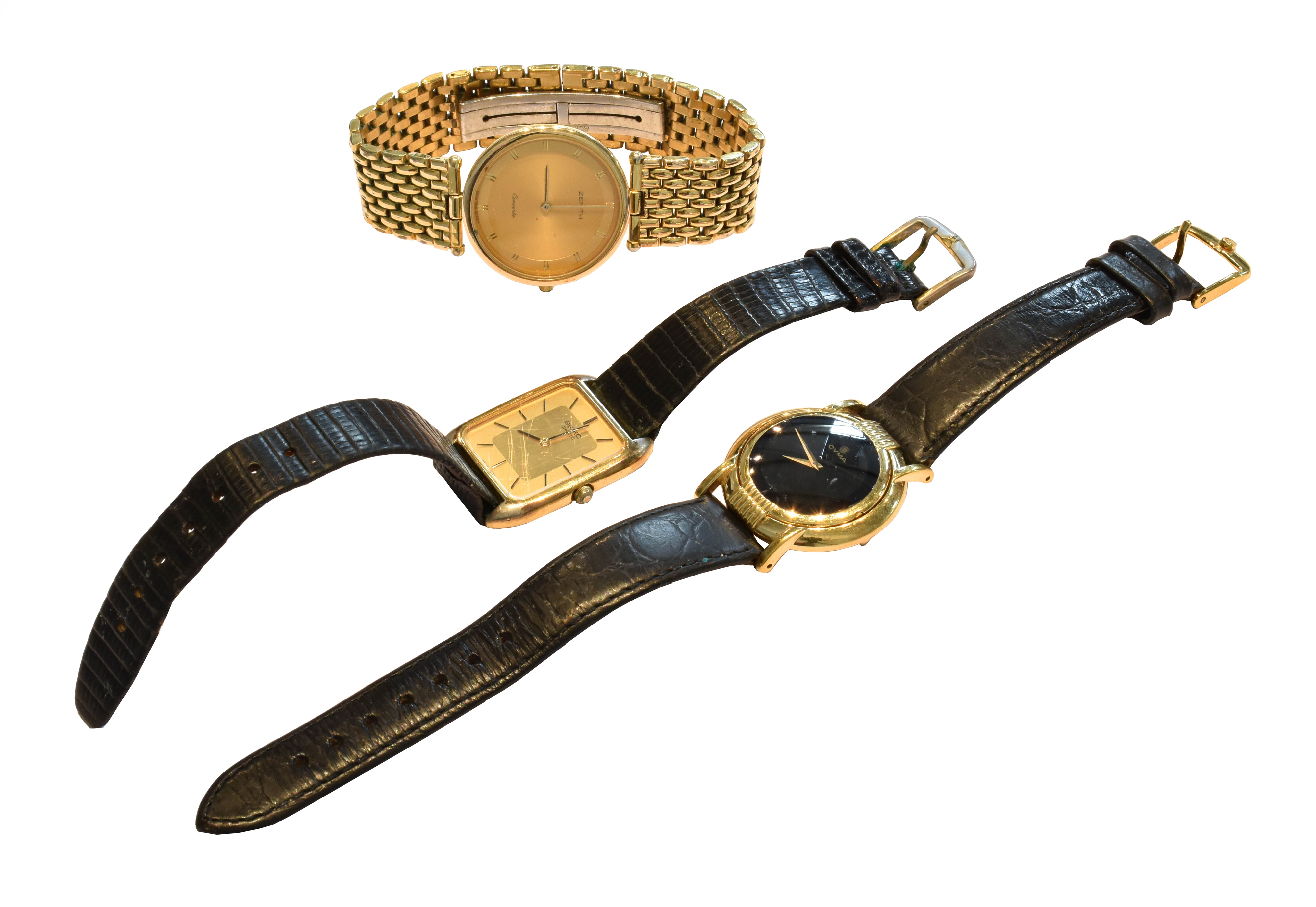 Lot 180 - A gents quartz plated Zenith wristwatch, a