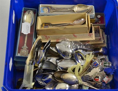 Lot 123 - Quantity of souvenir spoons, silver, 800 standard, plated, etc