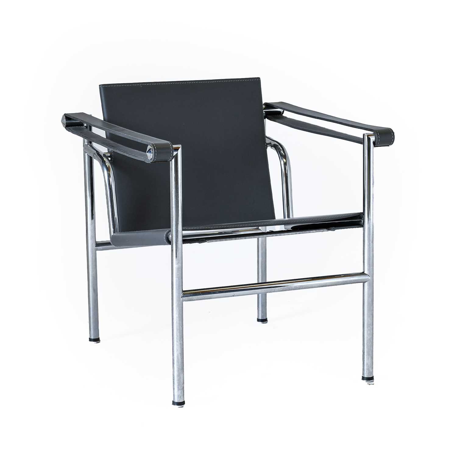 Lot 326 - A Modern LC1 Basculant Chair, slung grey seat,...