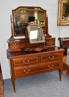 Lot 1289 - An Edwardian inlaid mahogany dressing table,...