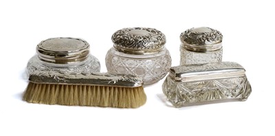 Lot 170 - Four Various Silver-Mounted Cut-Glass Dressing-...