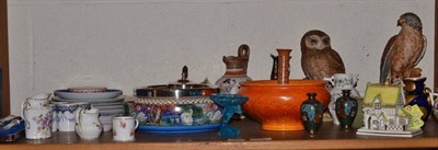 Lot 131 - A Goebel Hawk, Aynsley Tawny Owl, Aynsley Red Squirrel, Royal Lancastrian vase, collector's plates