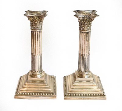Lot 157 - A Pair of George V Silver Candlesticks, each...