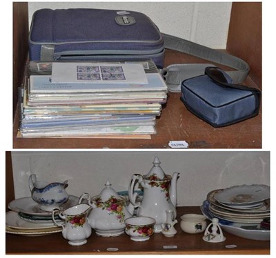 Lot 132 - Quantity of modern stamps, coins, camera, Royal Albert 'Old Country Roses' teapot, coffee pot, milk