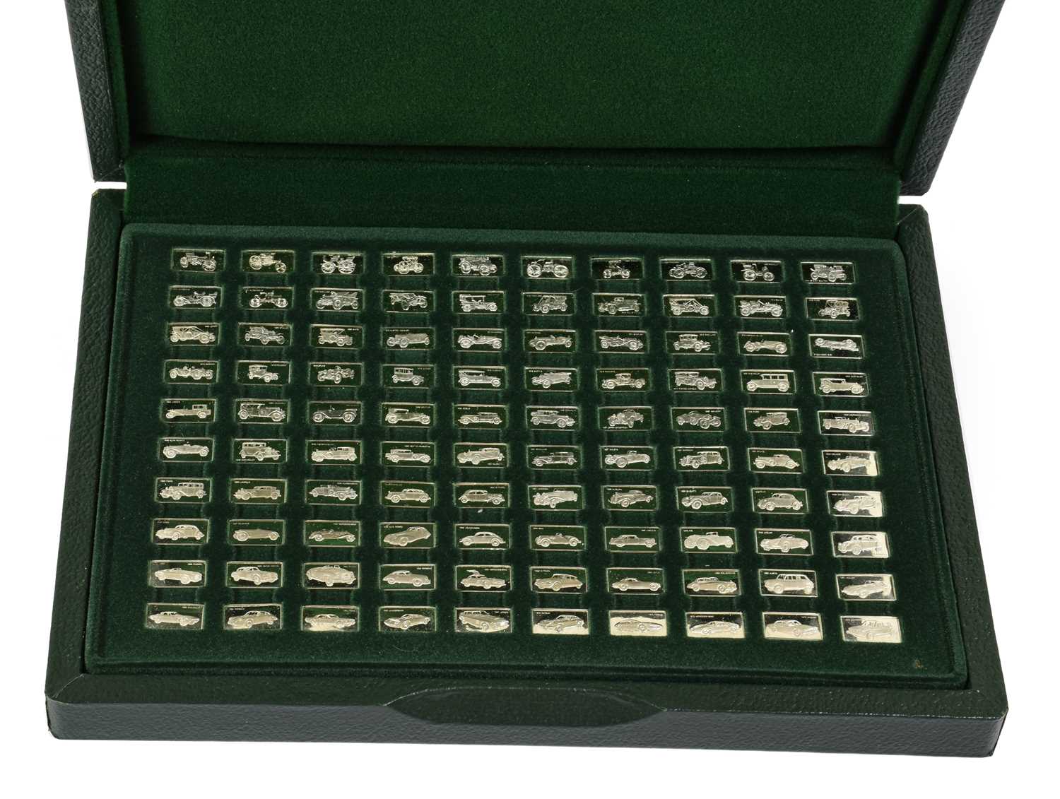 Lot 442 - The 100 Greatest Cars Silver Miniature...
