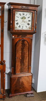 Lot 1319 - A mahogany thirty hour white dial long case...