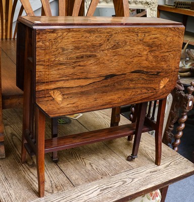 Lot 1288 - A rosewood inlaid Sutherland table, circa 1900